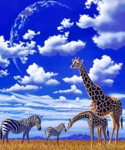 Giraffes And Zebras paint by number