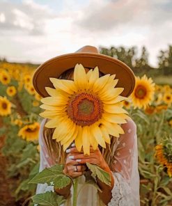 Girl With Sunflower paint by numbers