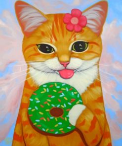 Kitten Eating Donut paint by number