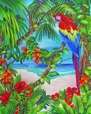 Parrot In Paradise paint by numbers