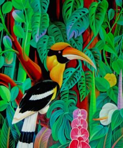 Tropical Hornbill Bird paint by numbers