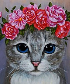 Cat Wearing Flowers paint by numbers