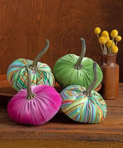 Fabric Halloween Pumpkins Paint by numbers