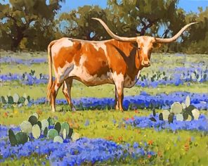 Longhorn Steer paint by numbers