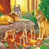 wolf family paint by numbers