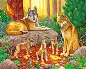 wolf family paint by numbers