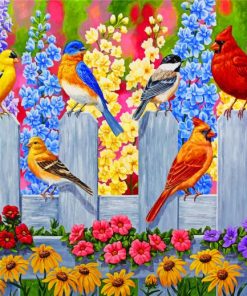 Aesthetic Spring Garden Birds Paint by numbers