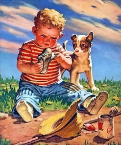 Boy And Dog Paint by numbers