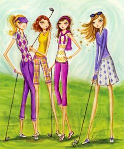 Girls Playing Golf paint by numbers