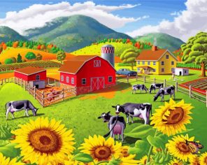 Sunflowers Farm Paint by numbers