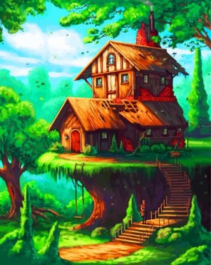 Fantasy House In Woods Paint by numbers