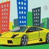 Green Lamborghini Car Paint by numbers