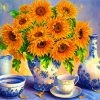 Sunflowers And Tea Set Paint by numbers