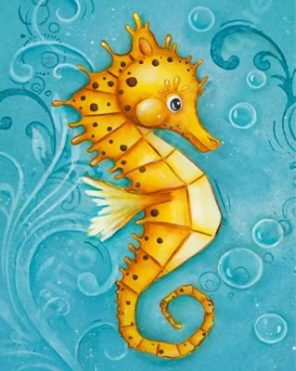 Cute Yellow Seahorse Paint by numbers