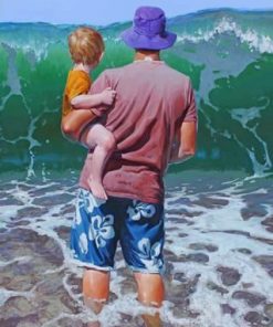 Father And Son On The Beach Paint by numbers