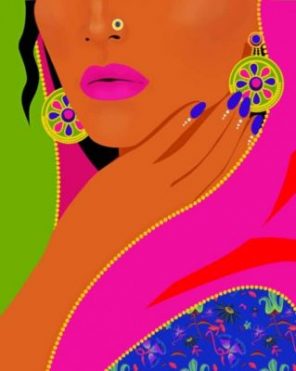 Illustration Indian Woman Paint by numbers