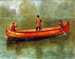 Albert Bierstadt Fishing from a Canoe paint by number