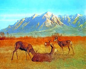 Albert bierstadt deer in a mountain paint by numbers