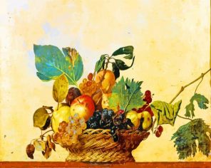 Basket of Fruit by Caravaggio paint by numbers