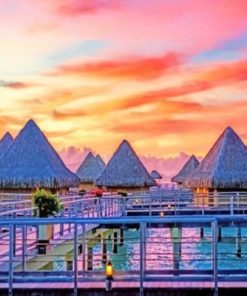 Bora Bora Twilight Huts paint by numbers