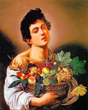 Boy with a Basket of Fruit by Caravaggio paint by number