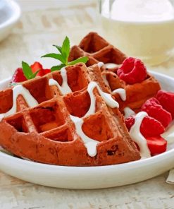 Chocolate Waffles And Berries paint by number