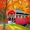 Covered Bridge In Autumn Paint by numbers