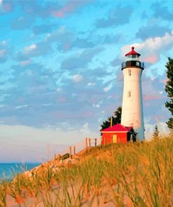 Crisp Point Lighthouse paint by number