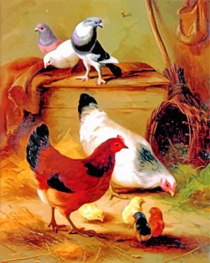 Edgar Hunt Pigeons and Chickens paint by number