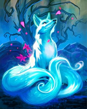 Fantasy Kitsune Wolf Paint by number