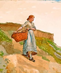 Girl Carrying A Basket Winslow Homer paint by number