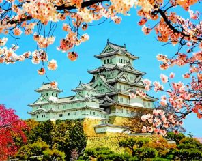 Himeji Castle Spring Paint by numbers