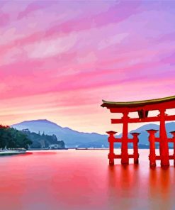 Itsukushima Shrine At Sunset Paint by numbers