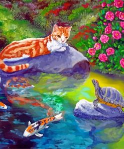 Koi Pond Cat paint by numbers