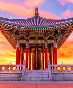 Korean Friendship Bell At Sunset Paint By Numbers