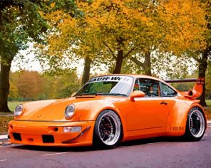 Orange RWB Porsche paint by numbers