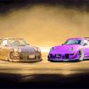 Purple And Black RWB Porsche paint by number