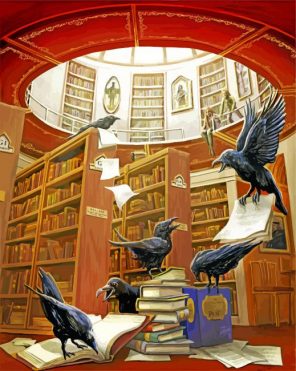 Ravens In The Library Paint By Number