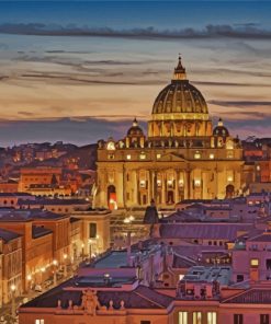 Saint Peters Basilica At Night paint by number