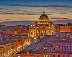 Saint Peters Basilica At Night paint by number