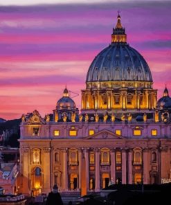 Saint Peters Basilica At Sunset paint by number