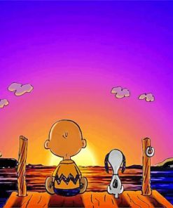 Snoopy And Charlie At Sunset paint by number