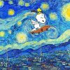 Snoopy Skating Starry Night paint by number