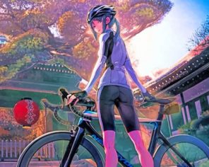 Anime Girl With Bicycle paint by numbers