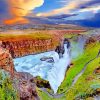 Beautiful Gullfoss Waterfall Iceland paint by number