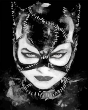 black and white cat woman paint by numbers