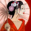 Geisha Wearing Red paint by numbers