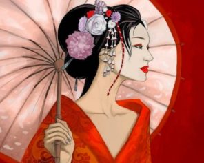 Geisha Wearing Red paint by numbers