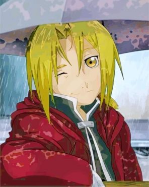 edward elric under an umbrella paint by numbers