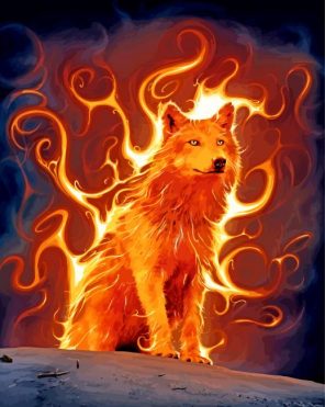 Fire Wolf paint by numbers